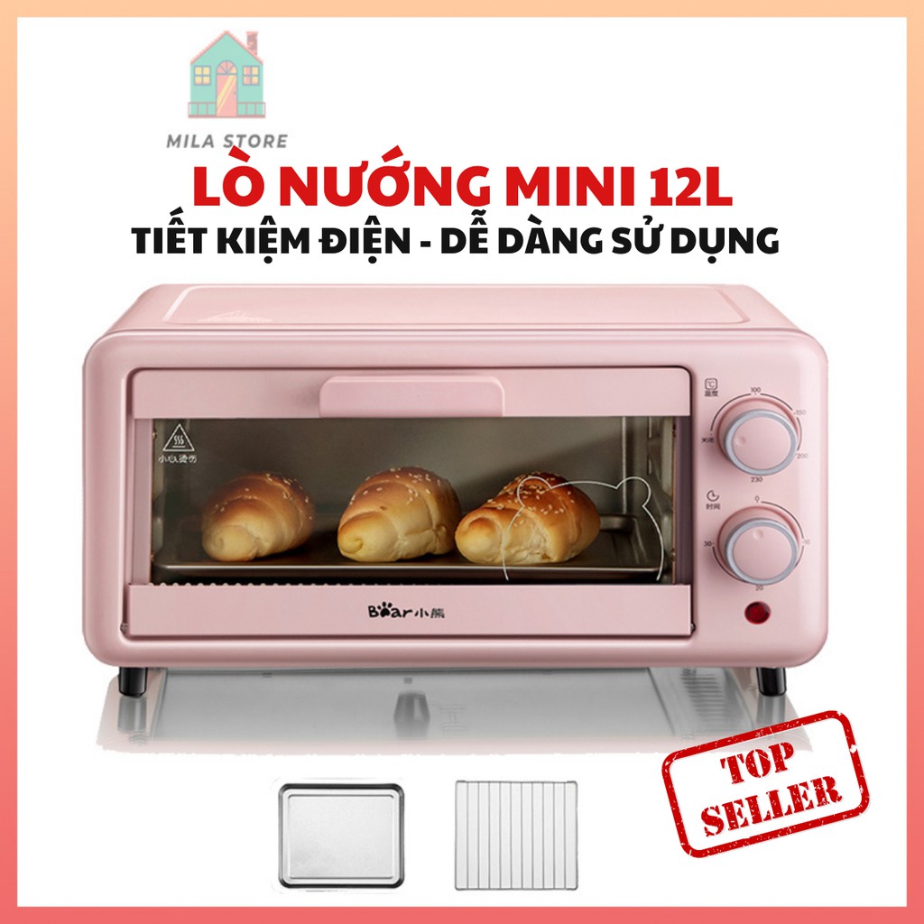 Lò nướng mini 12l Mila lò nướng bánh, rã đông nhỏ gọn tiện lợi cho gia đình