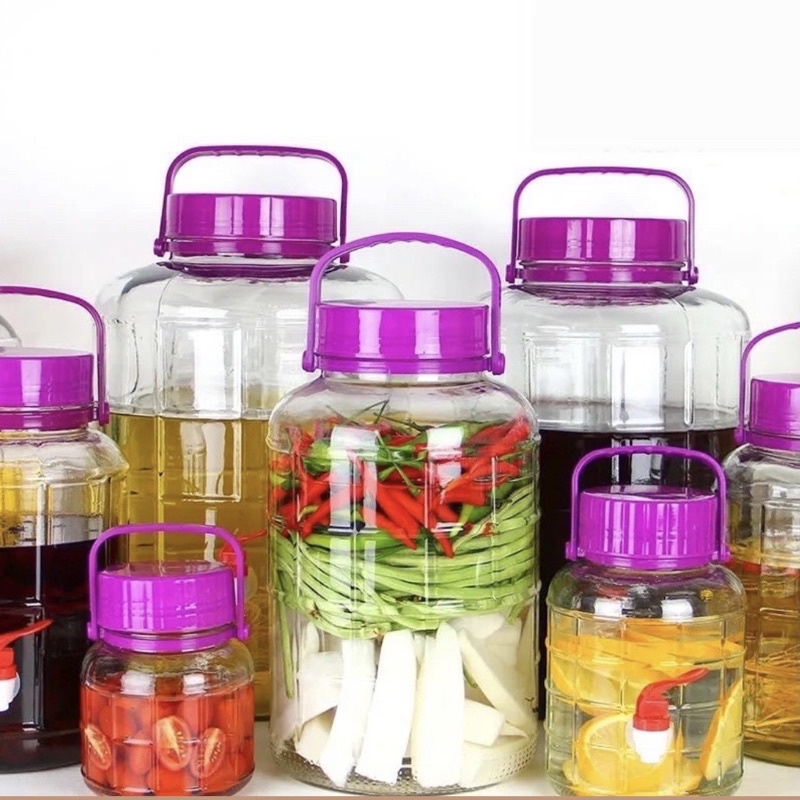 Bình Ngâm Rượu Thuỷ Tinh Nắp Tím 3L/5L/8L/10L/12L/16L | BigBuy360 - bigbuy360.vn