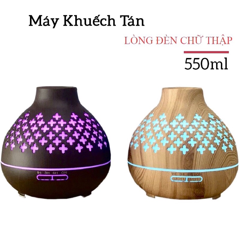 (HCM) Máy xông tinh dầu đèn lồng chữ thập, caro siêu âm 24V - Máy khuếch tán TD cho diện tích 30m2 -Hẹn giờ- bobashop.vn