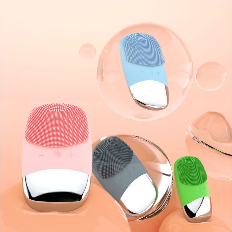 Dụng cụ rửa mặt silicon có thể sạc lại mới Dụng cụ giới thiệu dụng cụ rửa mặt bằng điện Máy làm sạch lỗ chân lông siêu âm không thấm nước mini