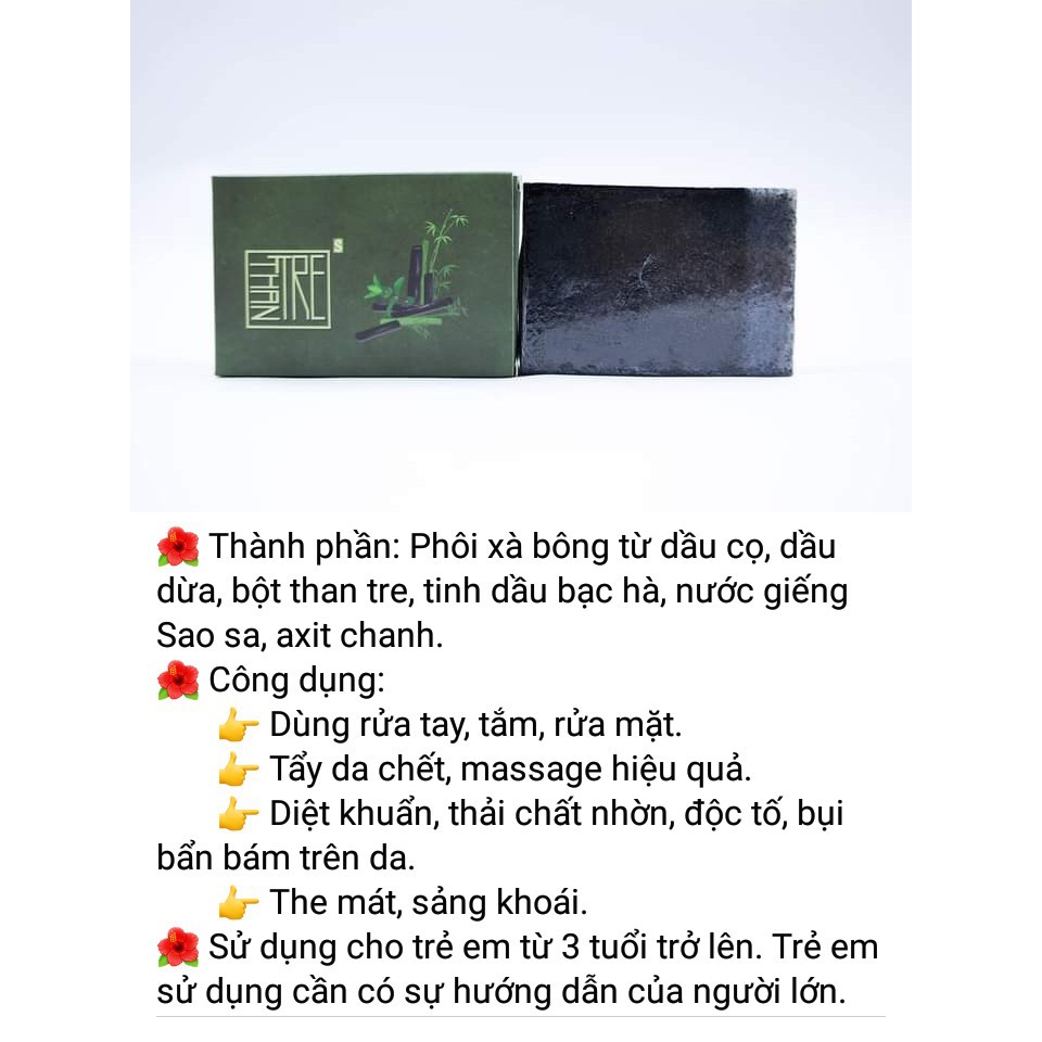 xà phòng than tre Sinh Dược  MUA 3 SP TẶNG 1 TÚI LƯỚI, thành phần tinh dầu bạc hà thơm mát, giúp da mềm mịn