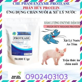 Enzyme Protease chuyên dùng trong Thủy Sản - Chăn Nuôi làm sạch nước,Phân Hủy Thức ăn Thừa - gói 1Kg