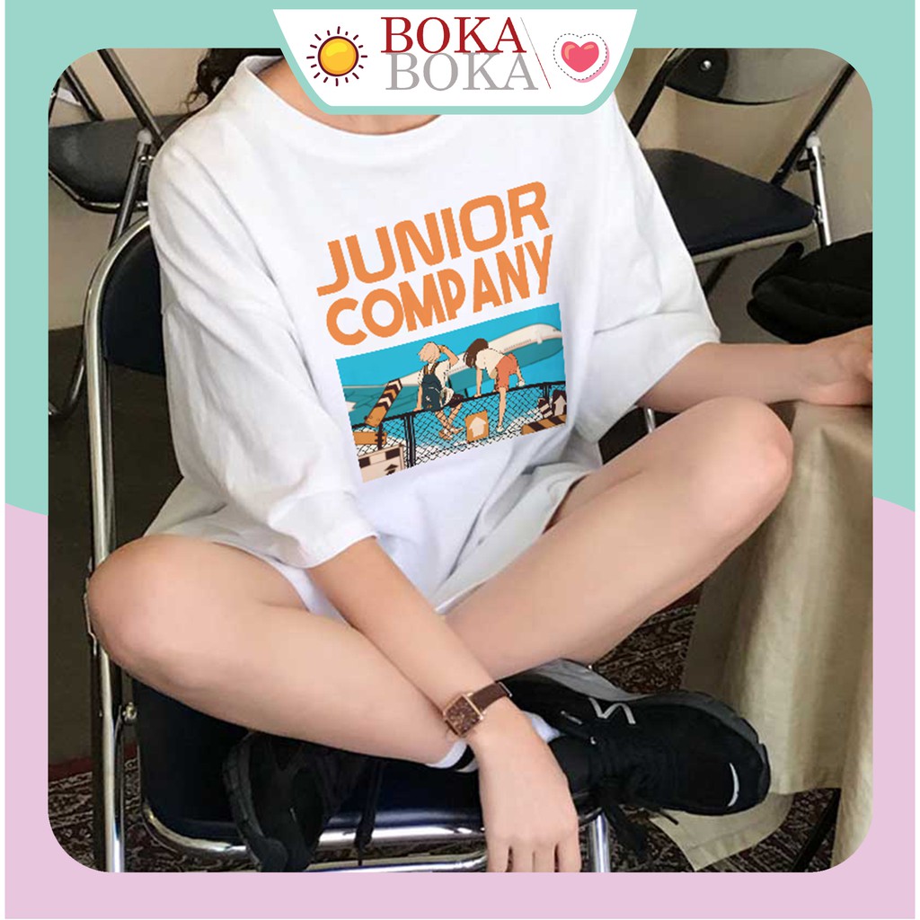 Áo thun nữ tay lỡ freesize phông form rộng Unisex In Hình Company Junior