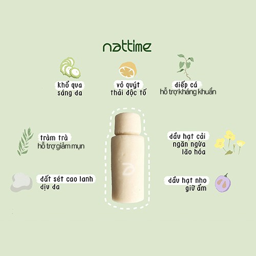 Sáp tẩy trang lành tính dạng bánh tẩy sạch make up không gây khô da 100% tự nhiên Nattime