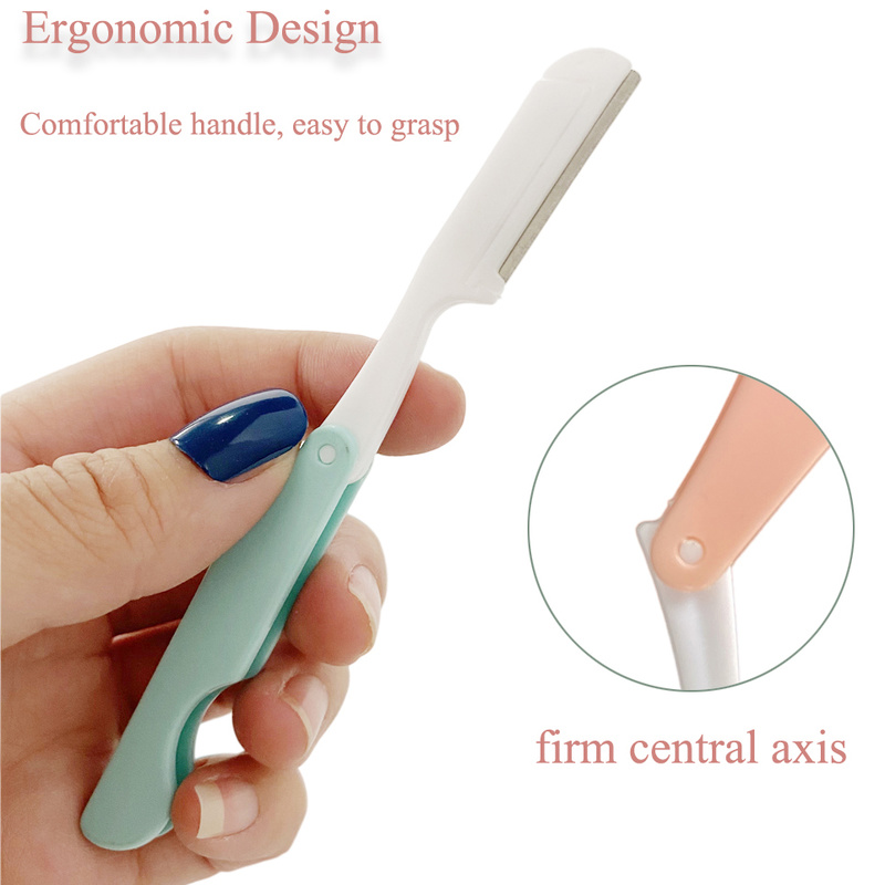 [Hàng mới về] Dao cạo tỉa lông mày bằng thép không gỉ gấp gọn lại được tiện lợi