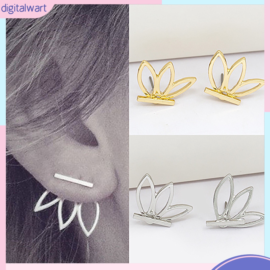 Cặp khuyên tai 2 mặt thiết kế hình cánh hoa sen sang trọng cá tính dành cho nữ
