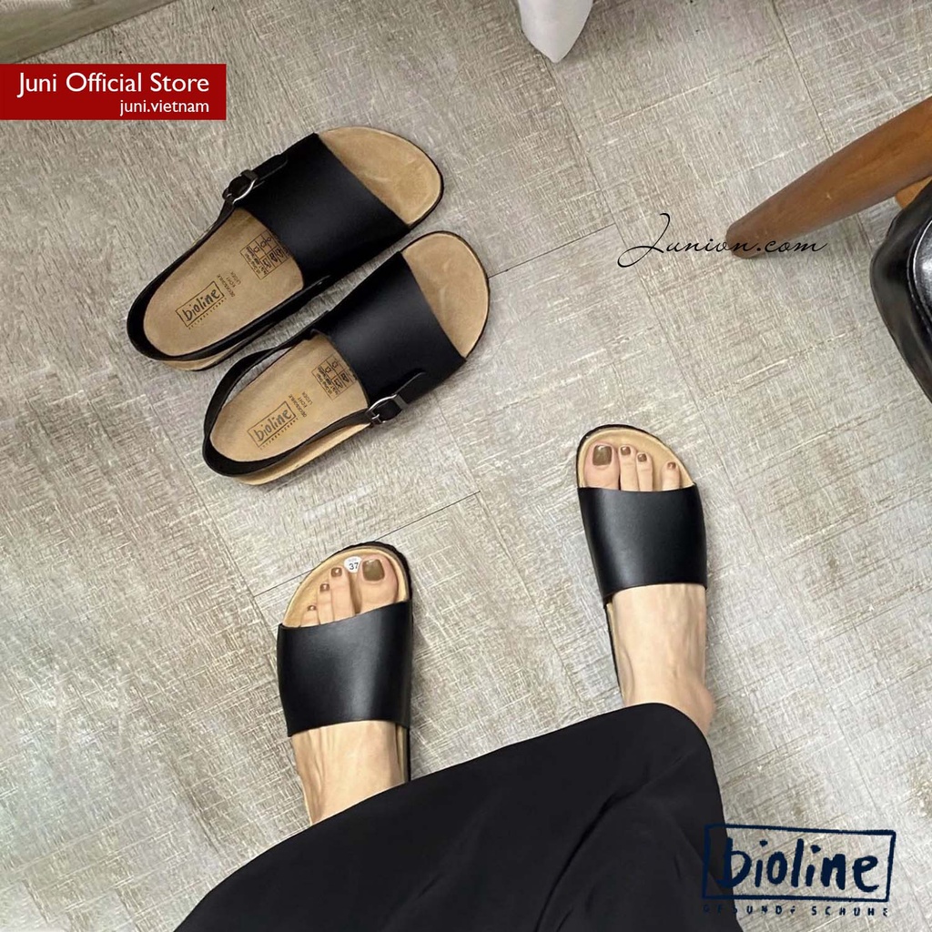 Giày sandals da bò thật Full Grain nam nữ, đế trấu, quai hậu học sinh chính hãng Bioline Birken, Juni Store, BH 12th