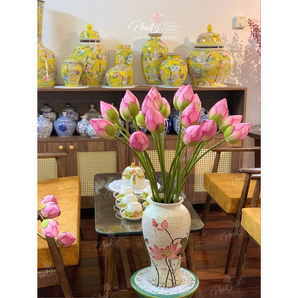 Hoa sen lụa giả thanh lịch và tinh khôi đẹp PKND FLOWERS &amp; DECOR