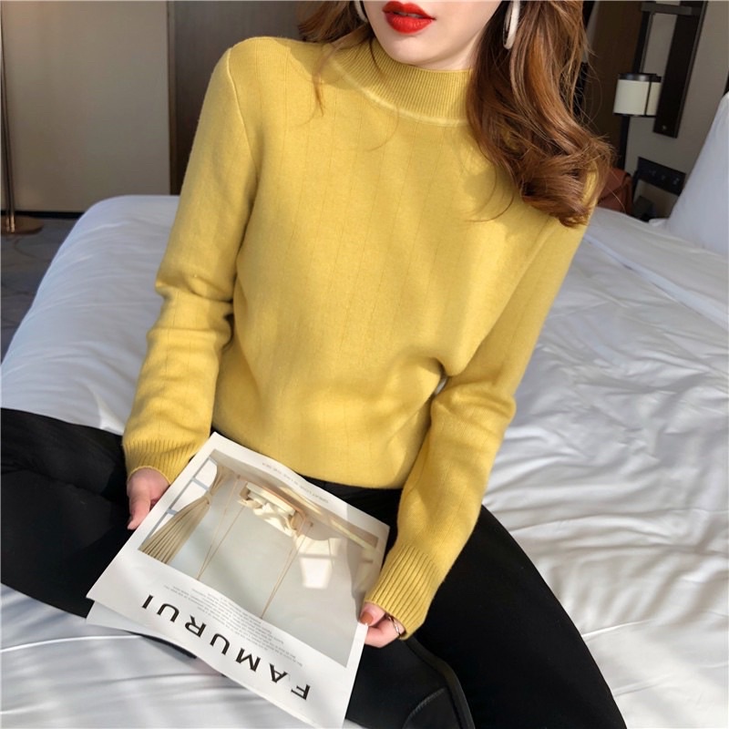Áo len cổ tròn lót nỉ