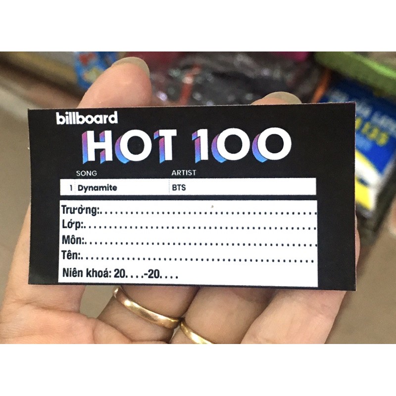 Nhãn vở HOT 100 20 cái , nhãn vở BTS HOT 100 billboard