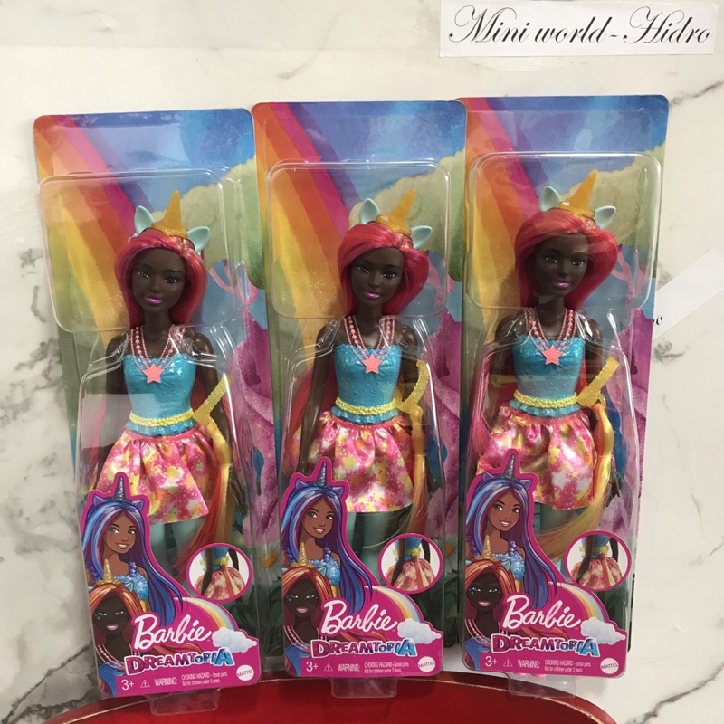 Búp bê Barbie Dreamtopia Unicorn Doll (Pink &amp; Yellow Hair), with Skirt, Removable Unicorn chính hãng