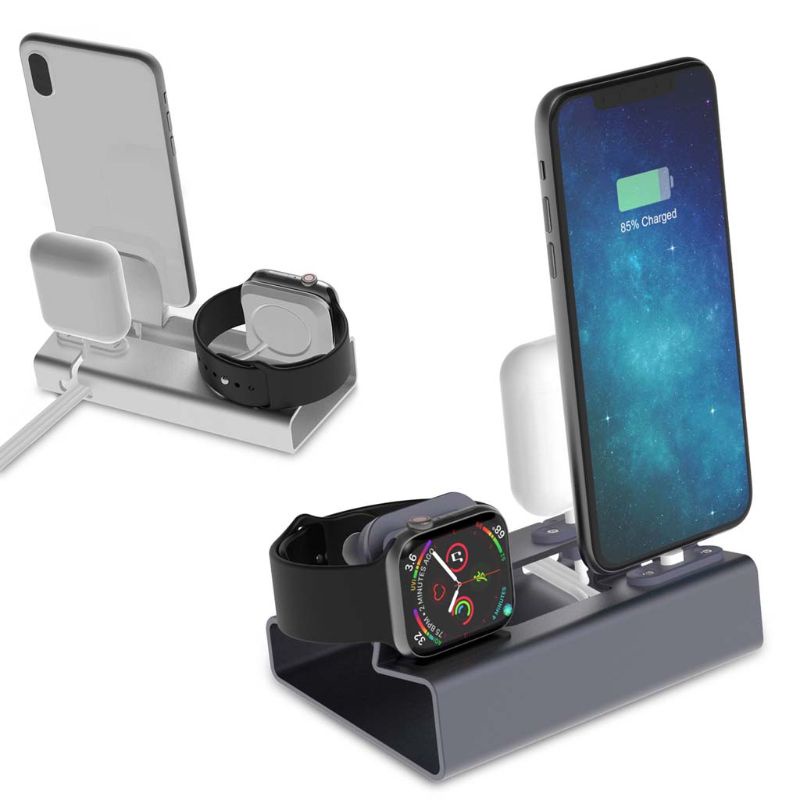 Đế Sạc Bằng Kim Loại 3 Trong 1 Cho Apple Watch Series 1 / 2 / 3 / 4 1 / 2