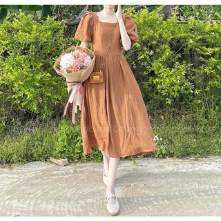 Váy midi 2 lớp tay bồng