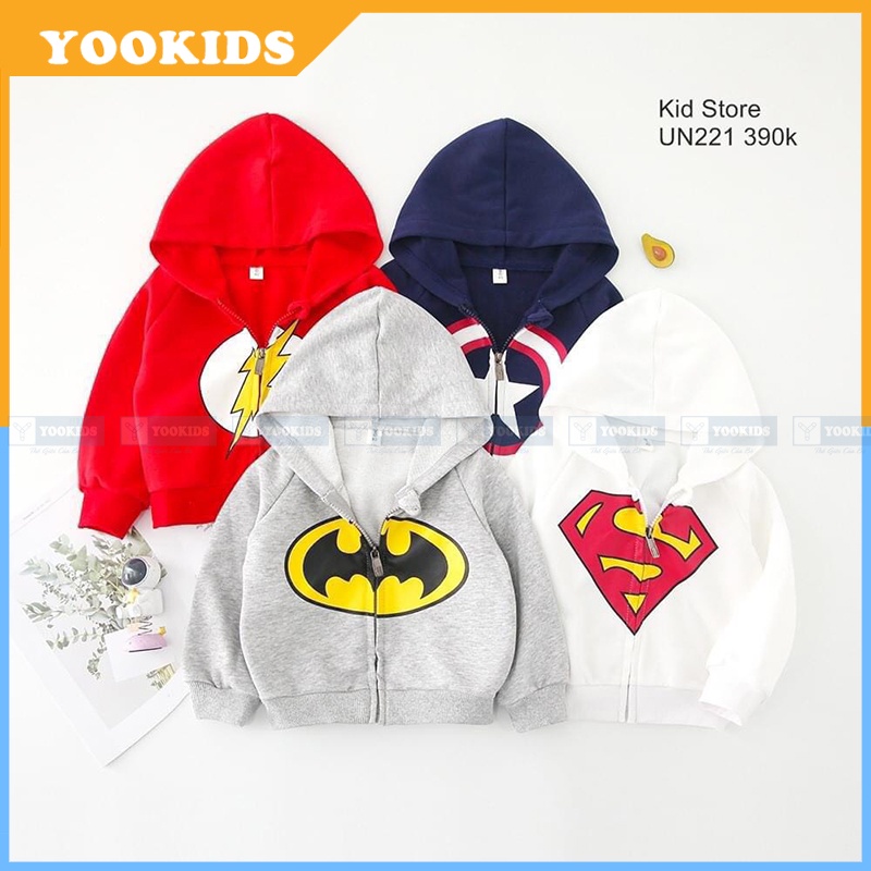 Bộ thu đông bé trai YOOKIDS chất xốp tổ ong mềm min dày ấm in hình siêu nhân người nhện cho bé 1 2 3 4 tuổi