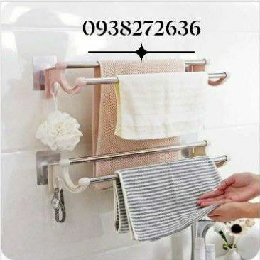 [Siêu Sale] Kệ vắt khăn 2 thanh inox Dính tường siêu chắc Không Cần Khoan Tường