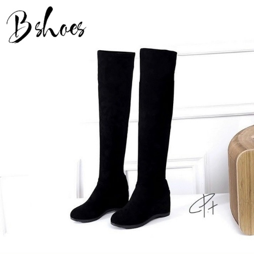 Giày boot nữ da lộn đế xuồng B SHOES, boot gối, boot đùi, có thể tùy chỉnh độ dài theo ý thích B08