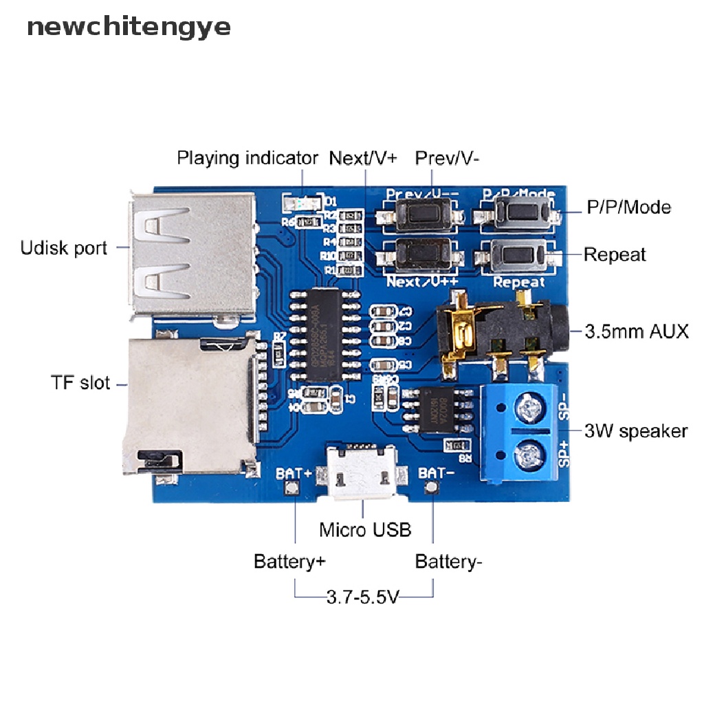 Bảng Mạch Khuếch Đại Âm Thanh 5V 3W MP3 Hỗ Trợ Thẻ Micro USB TF Và Phụ Kiện