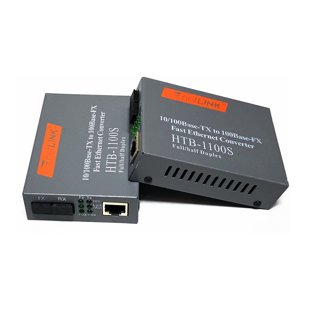 Combo 200 Mét cáp quang bấm sẵn 2 đầu fastconnector + 1 Cặp Converter Quang Netlink Htb-1100s 1 sợi quang