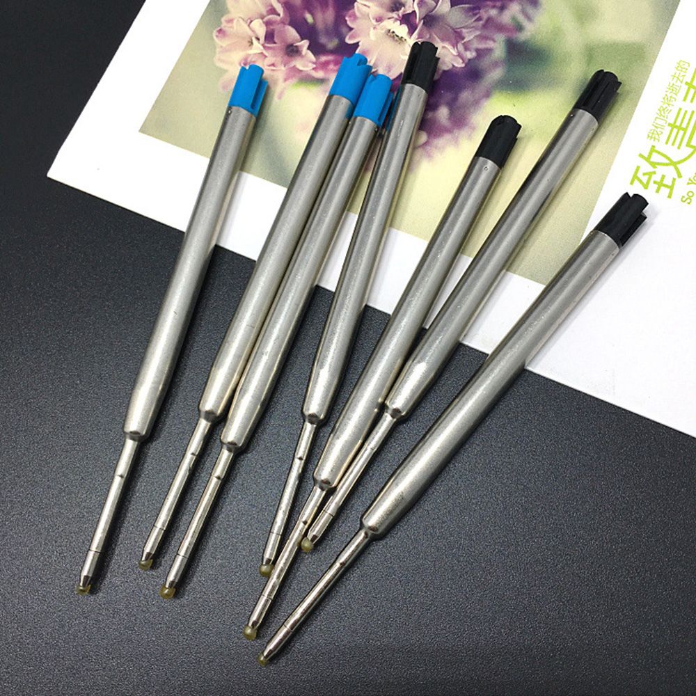 MYRONGOODS 10PCS 0.5mm Signature Metal Ballpoint Pen Refills Blue/Black Ink