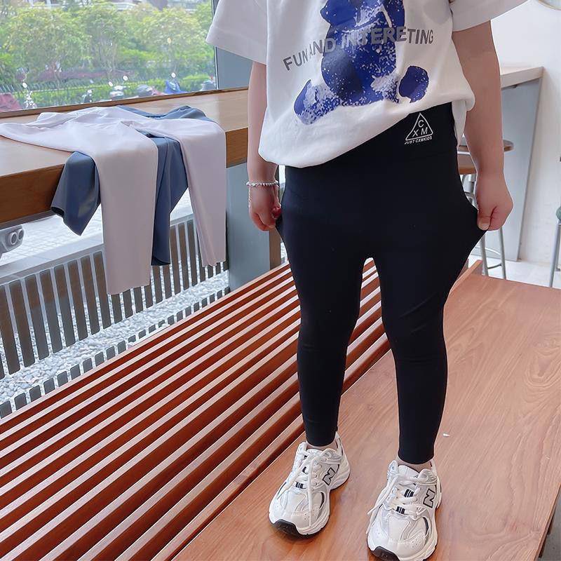 [Hàng Có Sẵn] Quần Legging Dài Đến Mắt Cá Chân Bằng Cotton Màu Trơn In Hình Búp Bê Cá Mập Phong Cách Phương Tây Thời Trang Mùa Thu Cho Bé Gái