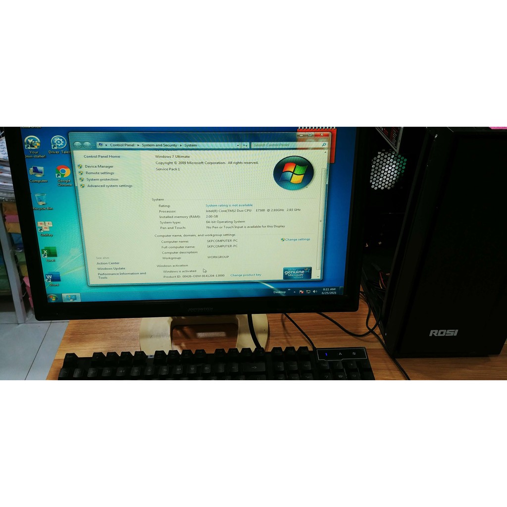 Case máy tính Core 2 Duo E7500/ Main DG 41WV/HDD 250Gb/Nguồn Coolerplus ATX500