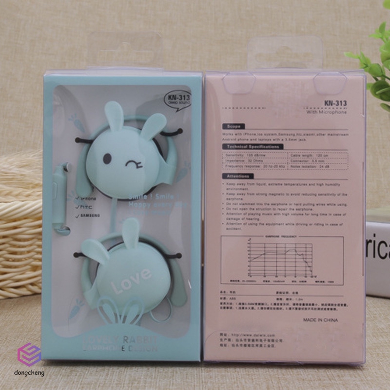 Tai Nghe Điện Thoại Máy Tính Đeo Cổ Hình Tai Thỏ Hoạt Hình Đáng Yêu