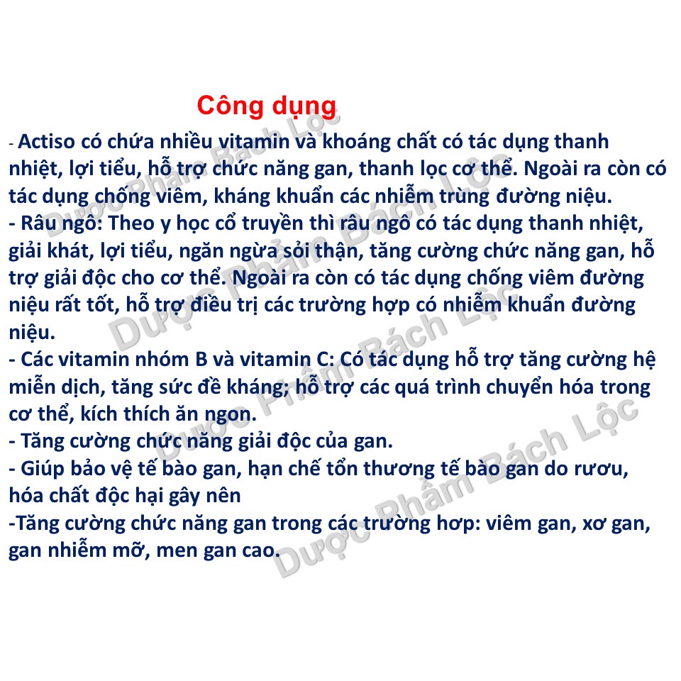 Viên Sủi Actiso Ginin Giúp Thanh Nhiệt, Lợi Tiểu, Hỗ Trợ Chức Năng Gan, Thanh Lọc Cơ Thể