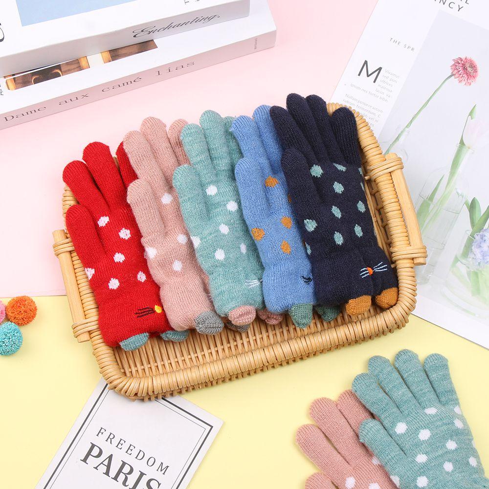1 Đôi Găng Tay Giữ Ấm Dày Dặn Họa Tiết Hoạt Hình Cho Bé