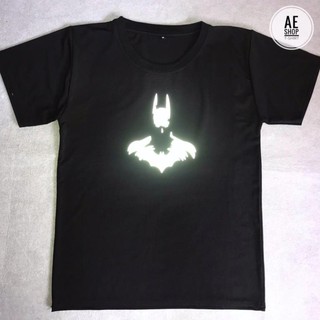 ( SALE 50%) Áo Thun in hình vector Batman phản quang - Trắng - Đen