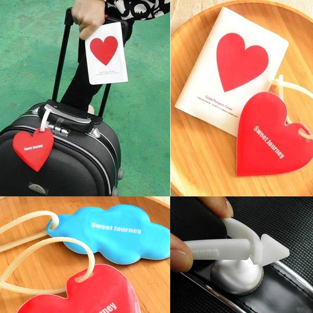 FISHSTICK1 Hot Sale Passport Holder Cover Cute Travel Luggage Tag Gift Ribbon Belt Silicone Fashion Love/Cloud/Multicolor