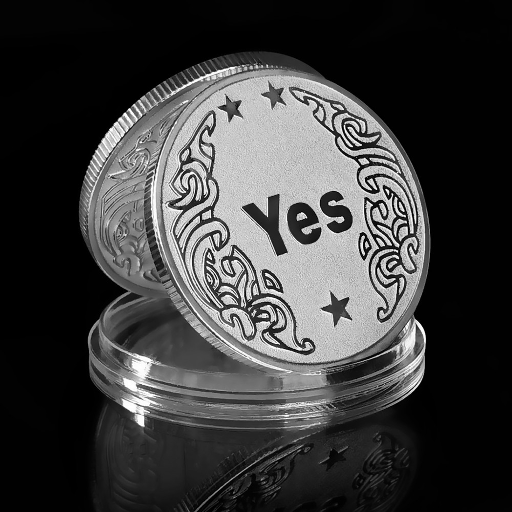 Đồng Xu Yes - No Coin - Quà Tặng Lưu Niệm Tiền May Mắn Thép Titan Không Gỉ - Đồng Xu Trò Chơi Quyết Định- Kuu Clothes