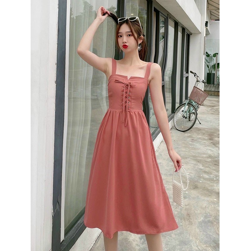Váy Yếm Lụa Quảng Châu Đan Dây Ngực Siêu Xinh M655 - Lolla_Fashion