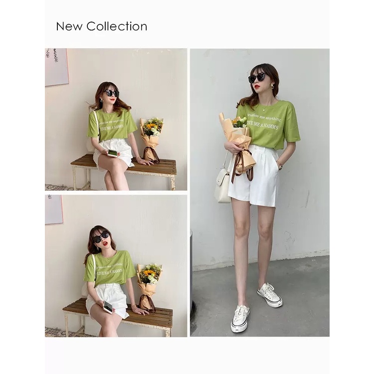 MS6622 Áo thun nữ cổ tròn in chữ, áo thun cotton hè mát