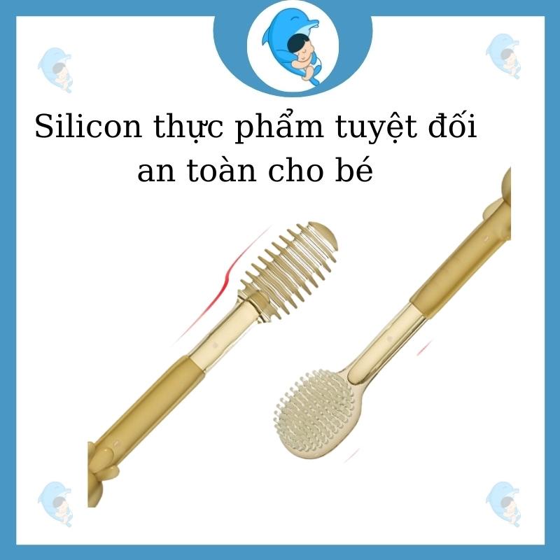 Set rơ lưỡi và bàn chải đánh răng bằng silicon giúp vệ sinh răng miệng cho bé từ 0-18m