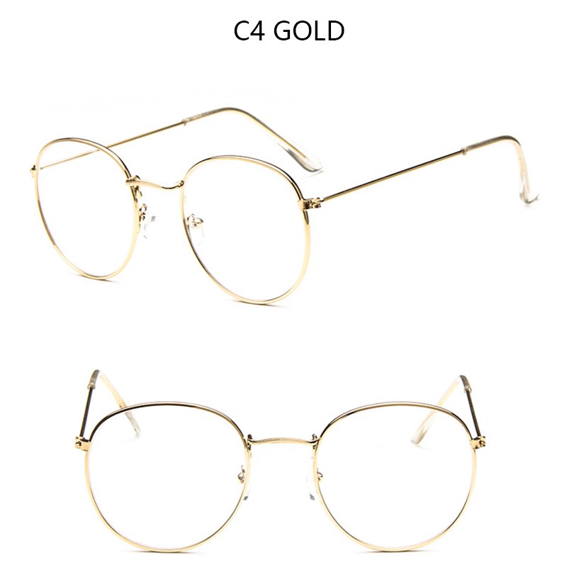 Kính mắt đọc sách gọng kim loại tròn phong cách retro thời trang