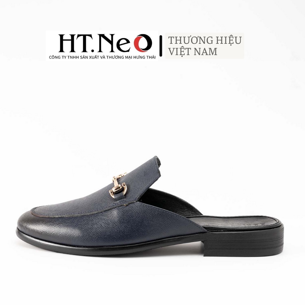 Giày sục nam - Giày mules nam HT.NEO Đế phíp, quai kim loại cùng da bò thật tạo nến sự quý phái, thu hút và sang chảnh