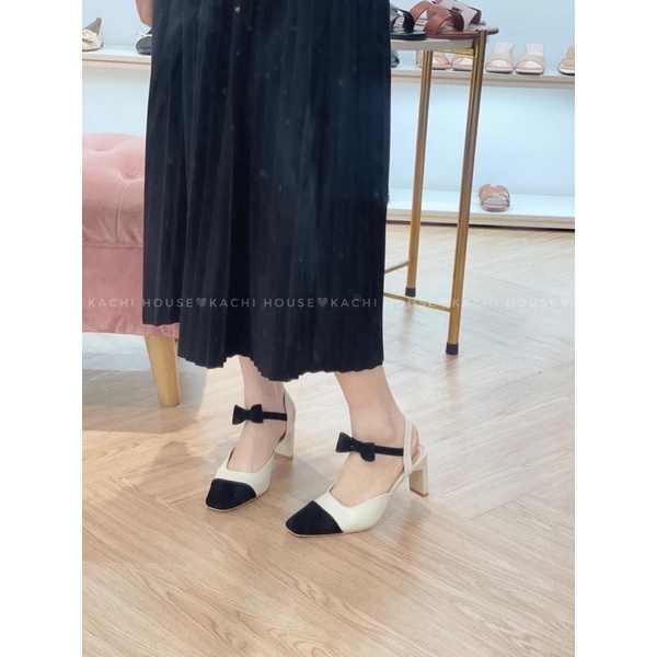 Sandal cao gót nơ vintage 6p qccc fullbox