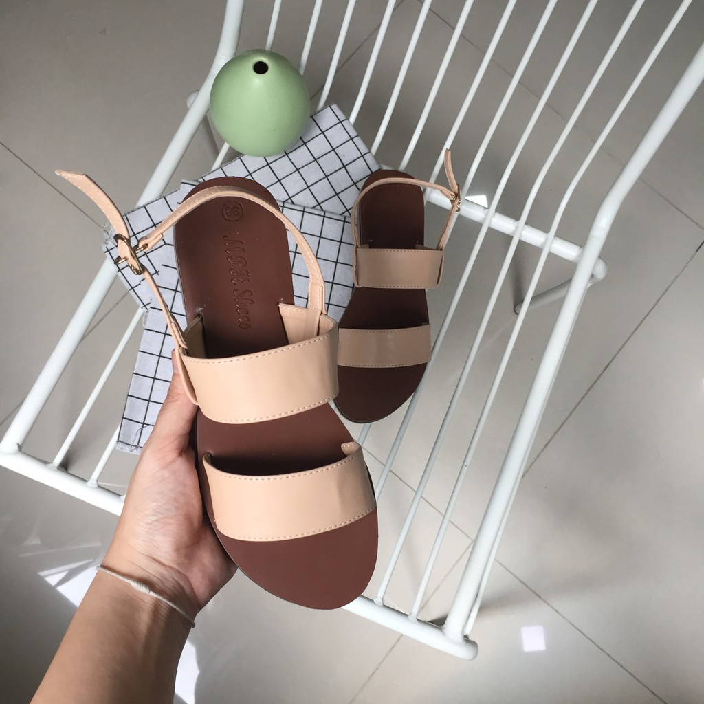 Giảm sâu - giày sandal 2 quai hiệu MPH Shoes - giày sandal nữ thời trang-sandal cao cấp- kem