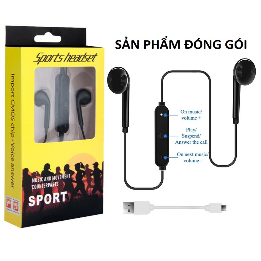 Tai nghe bluetooth không dây S6 thể thao sport Sản phẩm chính hãng