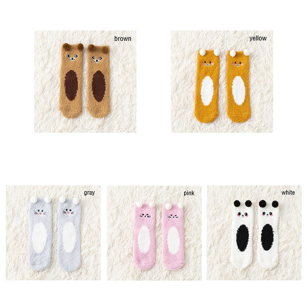 Vớ nhung san hô giữ ấm mềm mại họa tiết gấu dễ thương