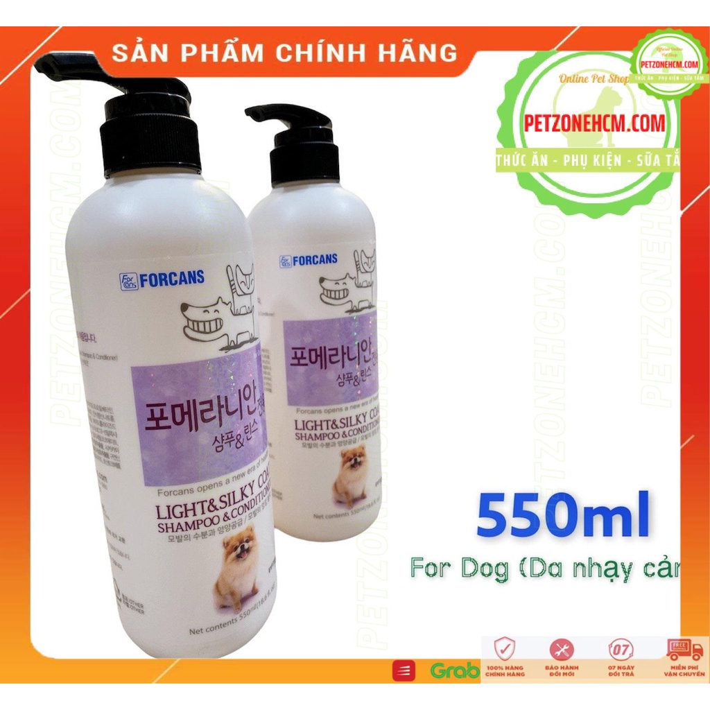 Sữa tắm Forcans Light &amp; Silky coat 550ml FREESHIP cho chó con có làn da nhạy cảm như POM (550ML) Forbis