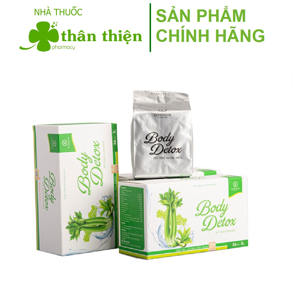 Body Detox Kohinoor, Cần tây, Lá sen, Trà xanh- Hỗ trợ giảm béo, thanh lọc cơ thể (Hộp 36 gói)