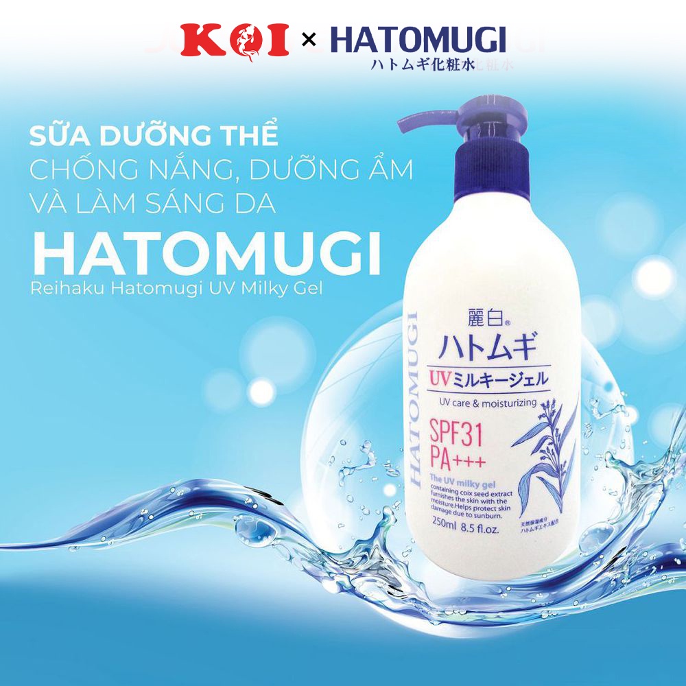 Sữa dưỡng thể chống nắng Hatomugi UV Milk Gel SPF31 PA+++ SPF50+ mỏng nhẹ thấm nhanh giúp trắng da nâng tone dưỡng ẩm | BigBuy360 - bigbuy360.vn