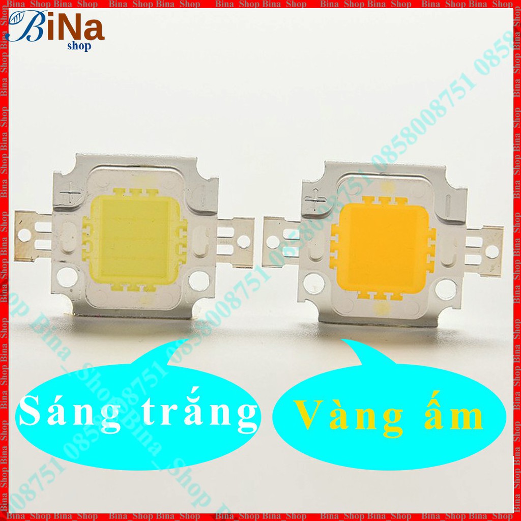 Chip Led 10W DC 12V độ sáng cao màu trắng/vàng/đỏ/xanh dương/xanh lá