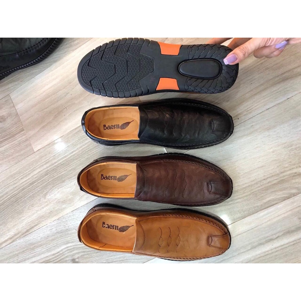 Giầy da bò cao cấp .Da thật 100% .BH 1 năm .Đế cao su non êm và được khâu chắc chắn .Sz 38-:-43.Bán Sỉ -Lẻ