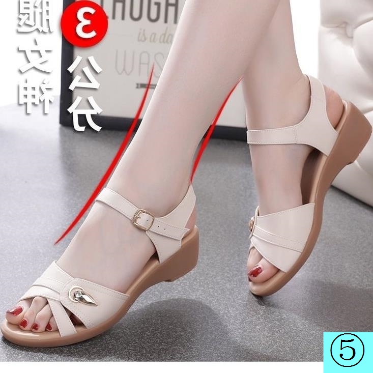 Xăng Đan Da Thật Mềm Chống Trượt Thời Trang Mùa Hè Cho Phụ Nữ Trung Niên 2022