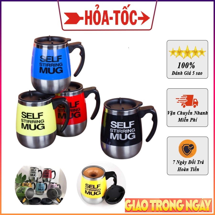 Cốc Tự Khuấy, Cốc Pha Đồ Uống Tự Động Giữ Nhiệt Đa Năng - Pha Cafe,Ngũ Cốc, Trà,.. - Giao mầu ngẫu nhiên