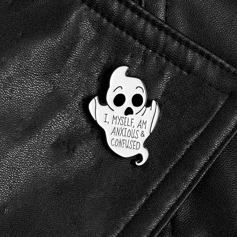 Ghim cài áo sơ mi/túi xách QIHE JEWELRY hình ma dễ thương làm quà halloween cho bạn bè