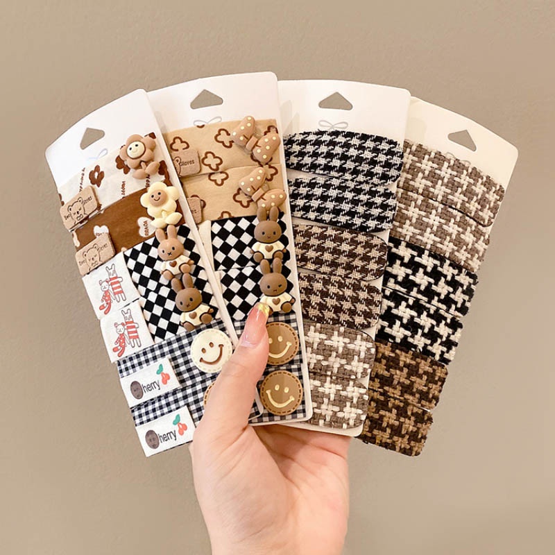 Set 5 Kẹp Tóc BB Màu Cà Phê Dễ Thương Cho Bé Gái