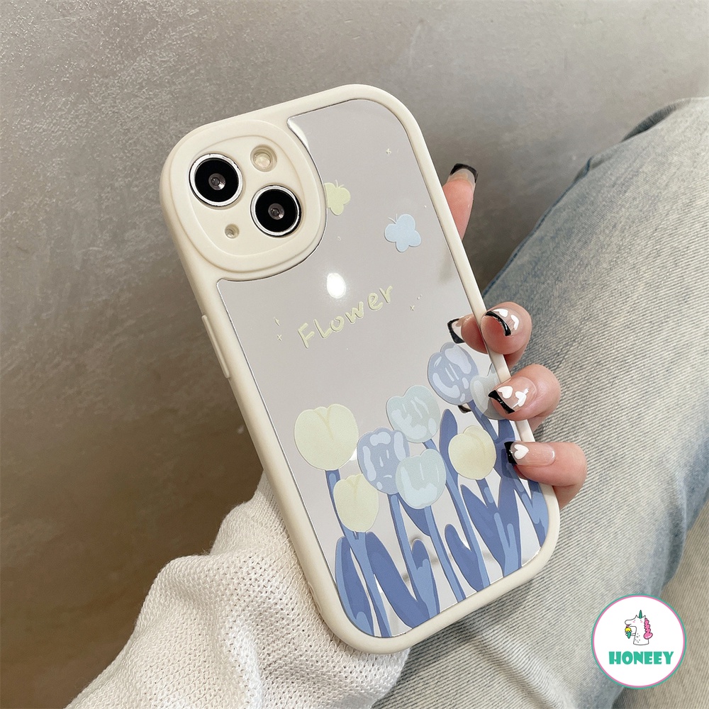 Ốp Điện Thoại TPU Mềm Chống Sốc Tráng Gương Hình Hoa Tulip Thời Trang Cho iPhone 14 13 12 11 Pro Max X XS